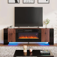 70 Inch TV Stand Electric Fireplace Suite with 5 Flames and 12 Lighting Colours Setting