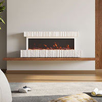 Wall Mounted Freestanding Electric Fireplace with Remote & App Control, 12 Flame Colors