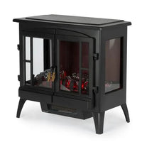 2000W Freestanding Electric Stove Heater LED Flame Log Wood Burner Effect Electric Fireplace